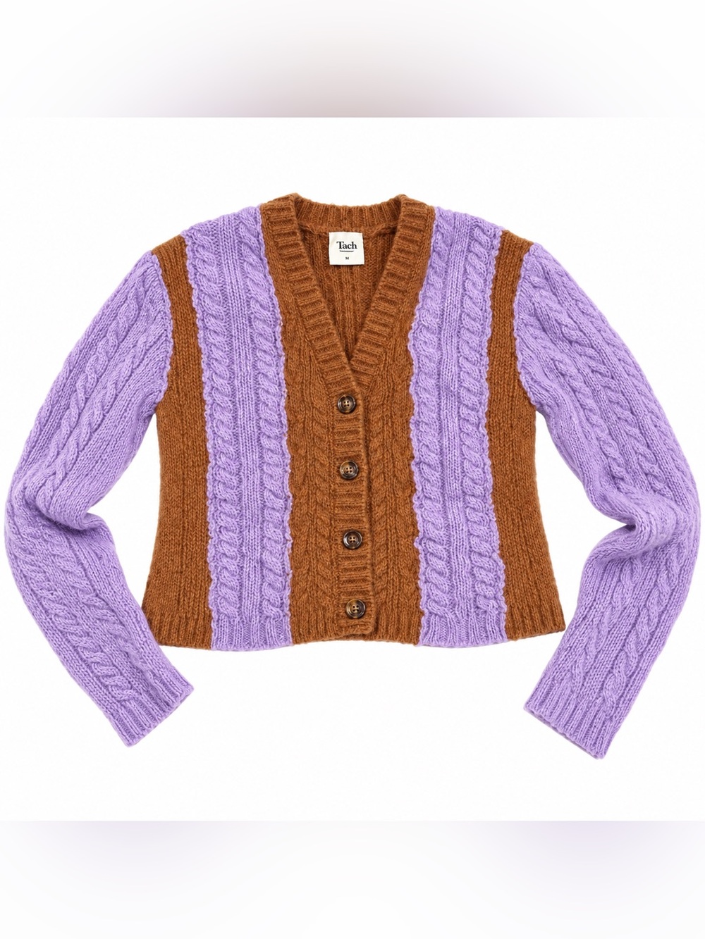 Tach Clothing Rosa Cardigan Anthropologie Lilac Brown Alpaca Blend Large Sweater